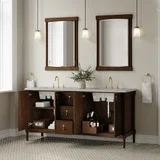 Kinnsden 72" Double Vanity, Sable Oak w/ 3 CM Eternal Jasmine Pearl Silestone Top w/FreePower Wireless Charger