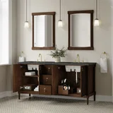 Kinnsden 72" Double Vanity, Sable Oak w/ 3 CM Parisien Bleu Silestone Top w/FreePower Wireless Charger