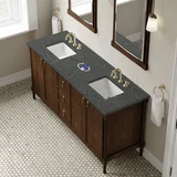 Kinnsden 72" Double Vanity, Sable Oak w/ 3 CM Parisien Bleu Silestone Top w/FreePower Wireless Charger