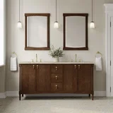 Kinnsden 72" Double Vanity, Sable Oak w/ 3 CM Tajnar Eclos Top w/FreePower Wireless Charger