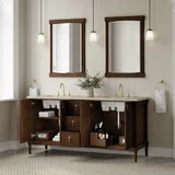 Kinnsden 72" Double Vanity, Sable Oak w/ 3 CM Tajnar Eclos Top w/FreePower Wireless Charger