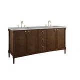 Kinnsden 72" Double Vanity, Sable Oak w/ 3 CM Victorian Silver Silestone Top w/FreePower Wireless Charger