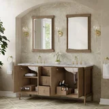Kinnsden 72" Double Vanity, Weathered Oak w/ 3 CM Carrara Marble Top