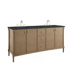 Kinnsden 72" Double Vanity, Weathered Oak w/ 3 CM Charcoal Soapstone Silestone Top