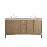 Kinnsden 72" Double Vanity, Weathered Oak w/ 3 CM Eternal Jasmine Pearl Silestone Top