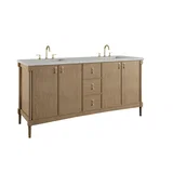 Kinnsden 72" Double Vanity, Weathered Oak w/ 3 CM Eternal Jasmine Pearl Silestone Top