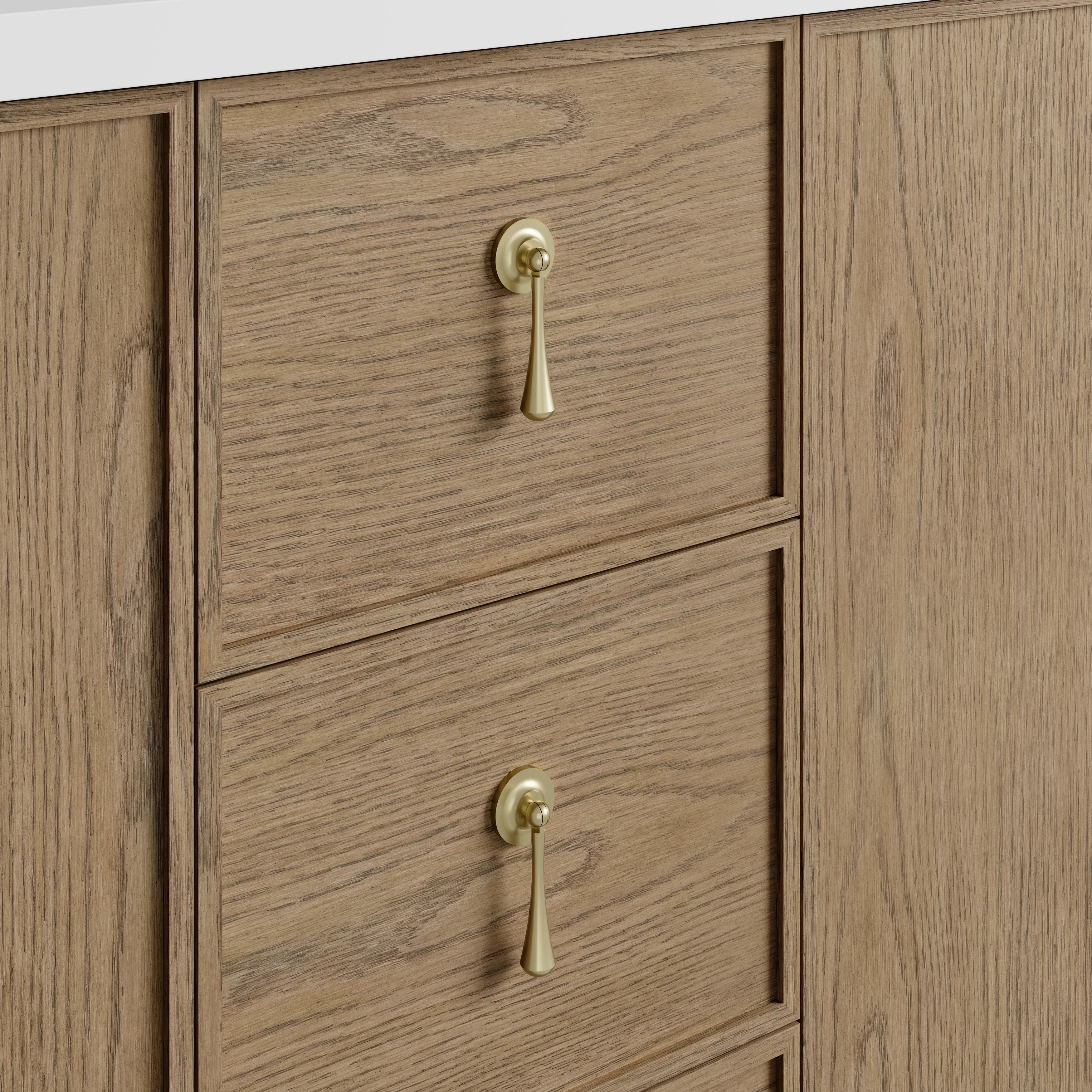 Kinnsden 72" Double Vanity, Weathered Oak w/ 3 CM Eternal Jasmine Pearl Silestone Top