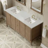 Kinnsden 72" Double Vanity, Weathered Oak w/ 3 CM Lime Delight Silestone Top