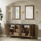 Kinnsden 72" Double Vanity, Weathered Oak w/ 3 CM Parisien Bleu Silestone Top