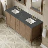 Kinnsden 72" Double Vanity, Weathered Oak w/ 3 CM Parisien Bleu Silestone Top