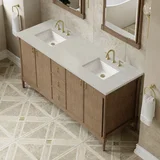 Kinnsden 72" Double Vanity, Weathered Oak w/ 3 CM Siberian Silestone Top