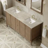 Kinnsden 72" Double Vanity, Weathered Oak w/ 3 CM Tajnar Eclos Top