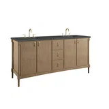 Kinnsden 72" Double Vanity, Weathered Oak w/ 3 CM Parisien Bleu Silestone Top w/FreePower Wireless Charger