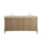 Kinnsden 72" Double Vanity, Weathered Oak w/ 3 CM Tajnar Eclos Top w/FreePower Wireless Charger