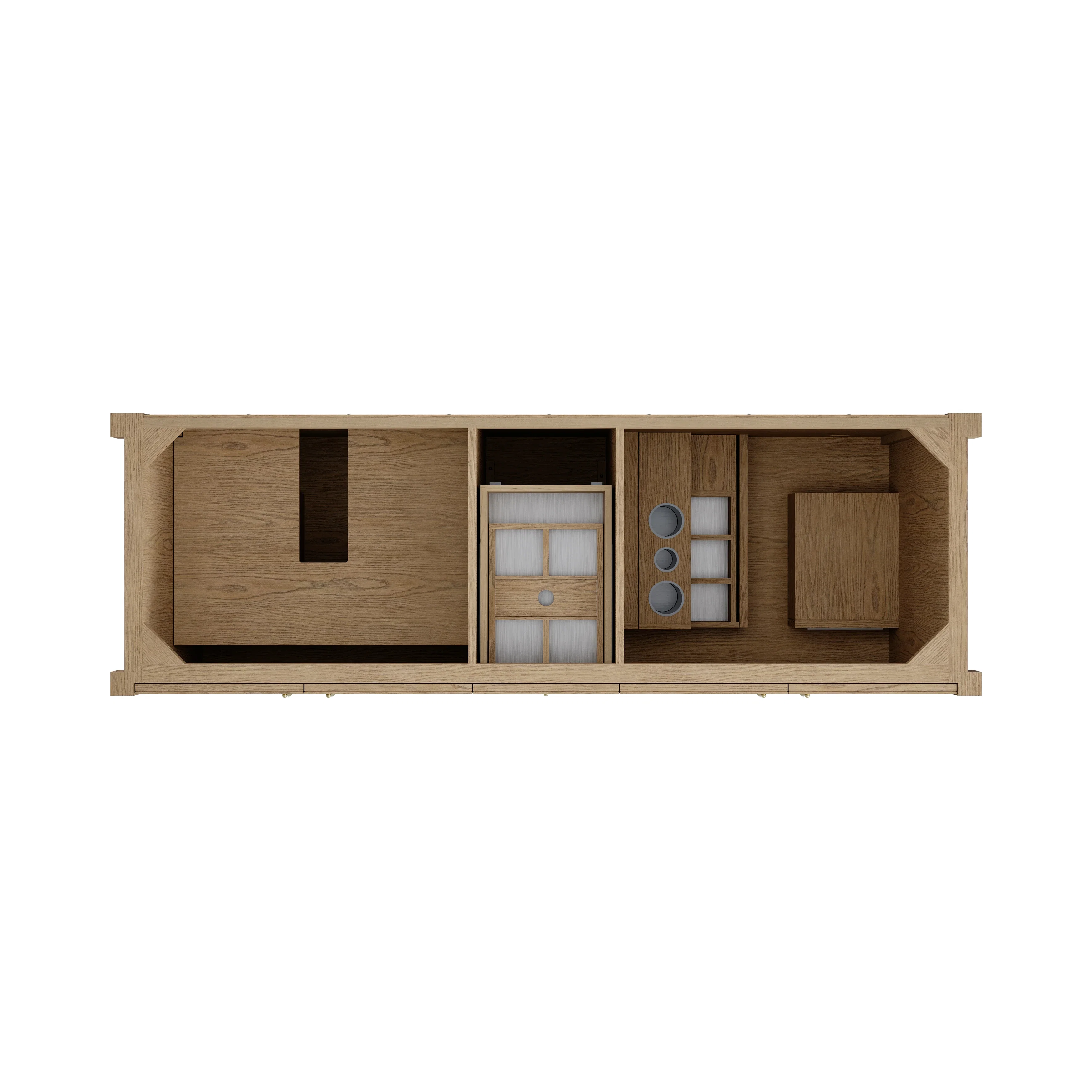 Kinnsden 72" Double Vanity, Weathered Oak w/ 3 CM Victorian Silver Silestone Top w/FreePower Wireless Charger