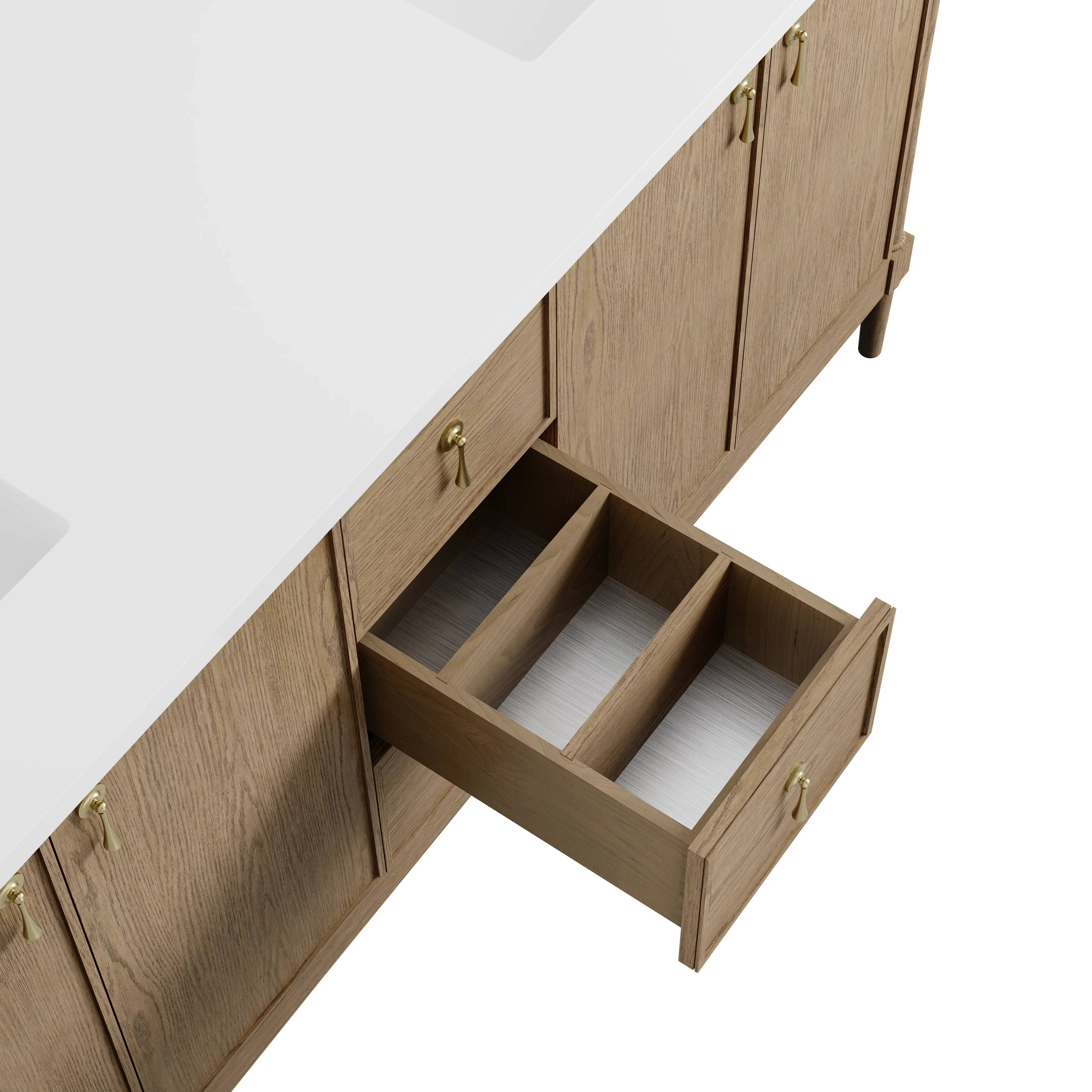Kinnsden 72" Double Vanity Cabinet, Weathered Oak