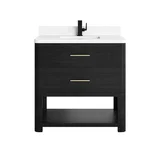Lucian 36" Single Vanity, Carbon Oak w/ 3 CM White Zeus Silestone Top