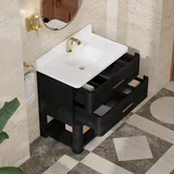 Lucian 36" Single Vanity, Carbon Oak w/ 3 CM White Zeus Silestone Top