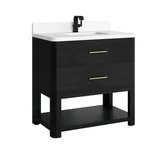 Lucian 36" Single Vanity, Carbon Oak w/ 3 CM White Zeus Silestone Top