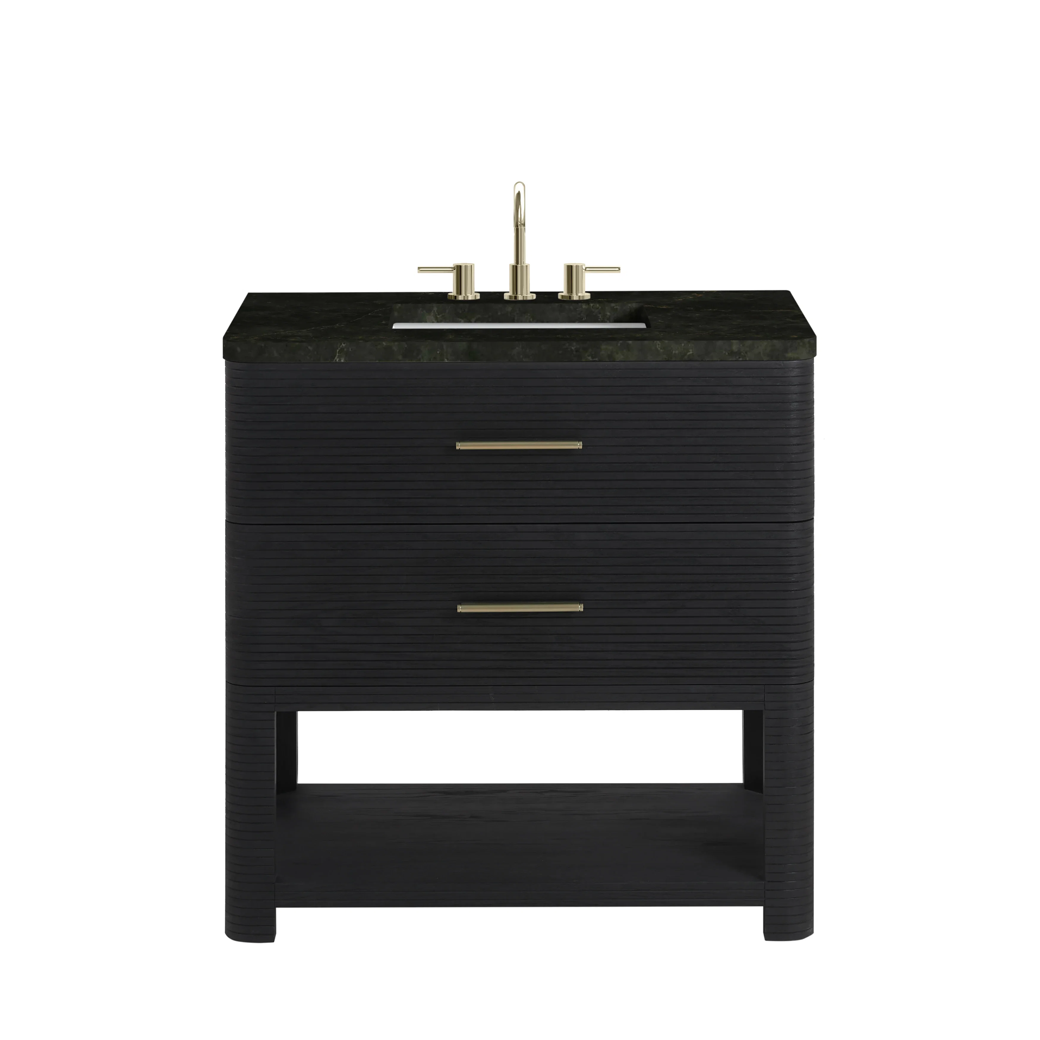 Lucian 36" Single Vanity, Carbon Oak, w/ 3 CM Phantome Eclos Widespread Top