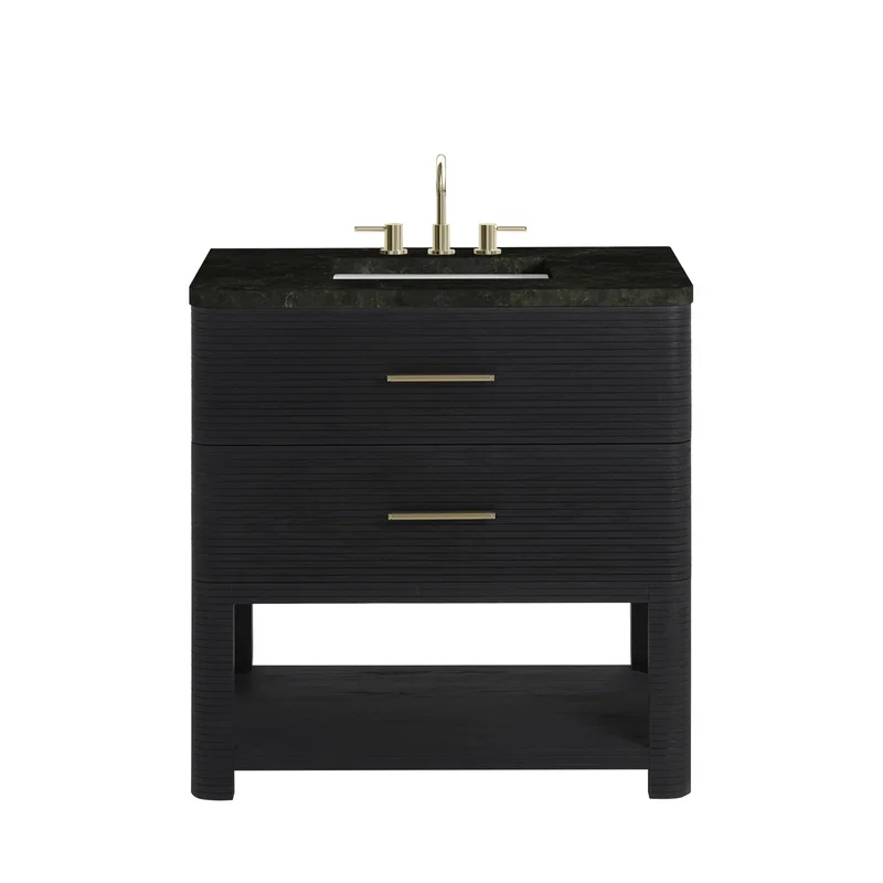 Lucian 36" Single Vanity, Carbon Oak, w/ 3 CM Phantome Eclos Widespread Top