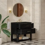 Lucian 36" Single Vanity, Carbon Oak, w/ 3 CM Phantome Eclos Widespread Top