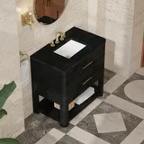 Lucian 36" Single Vanity, Carbon Oak, w/ 3 CM Phantome Eclos Widespread Top