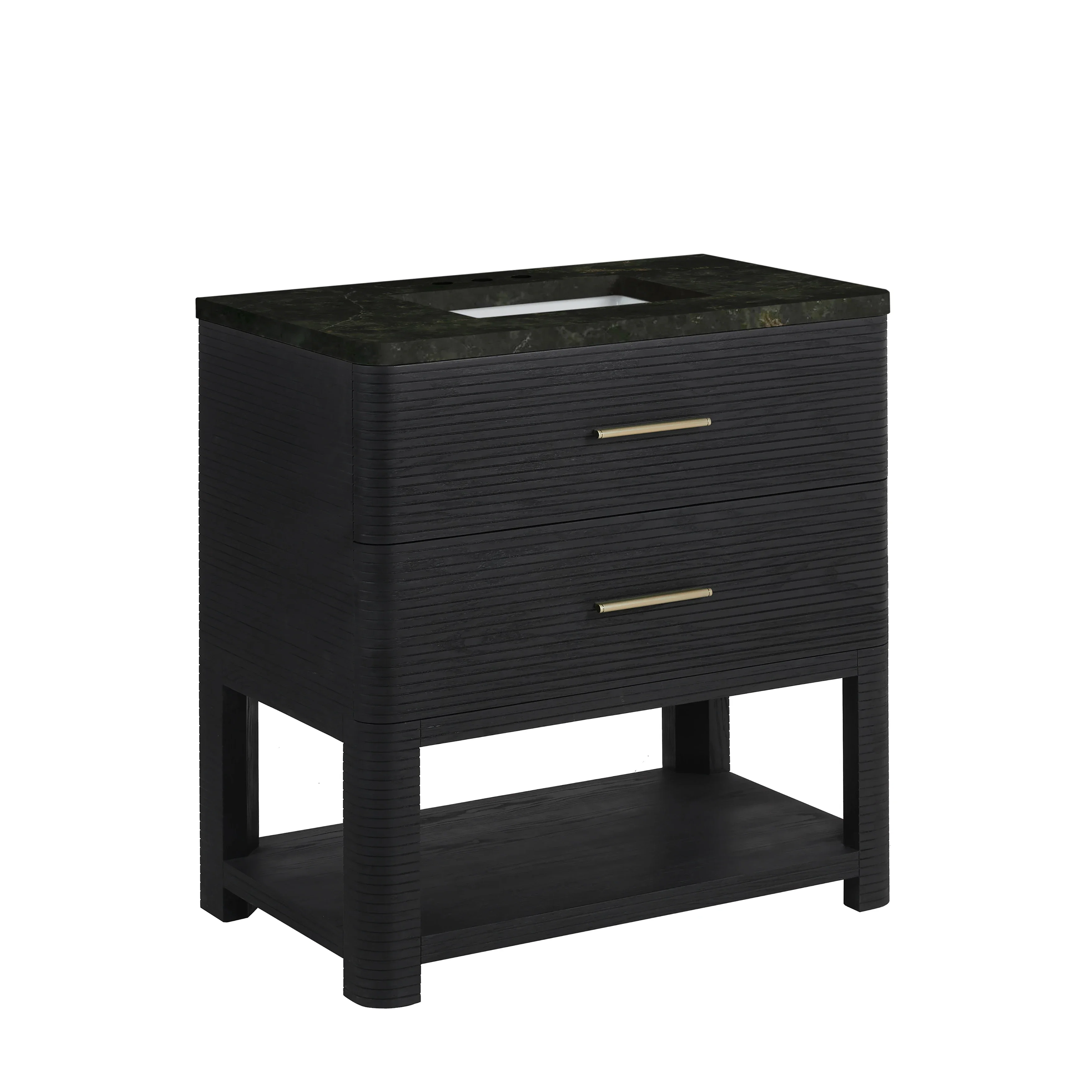Lucian 36" Single Vanity, Carbon Oak, w/ 3 CM Phantome Eclos Widespread Top