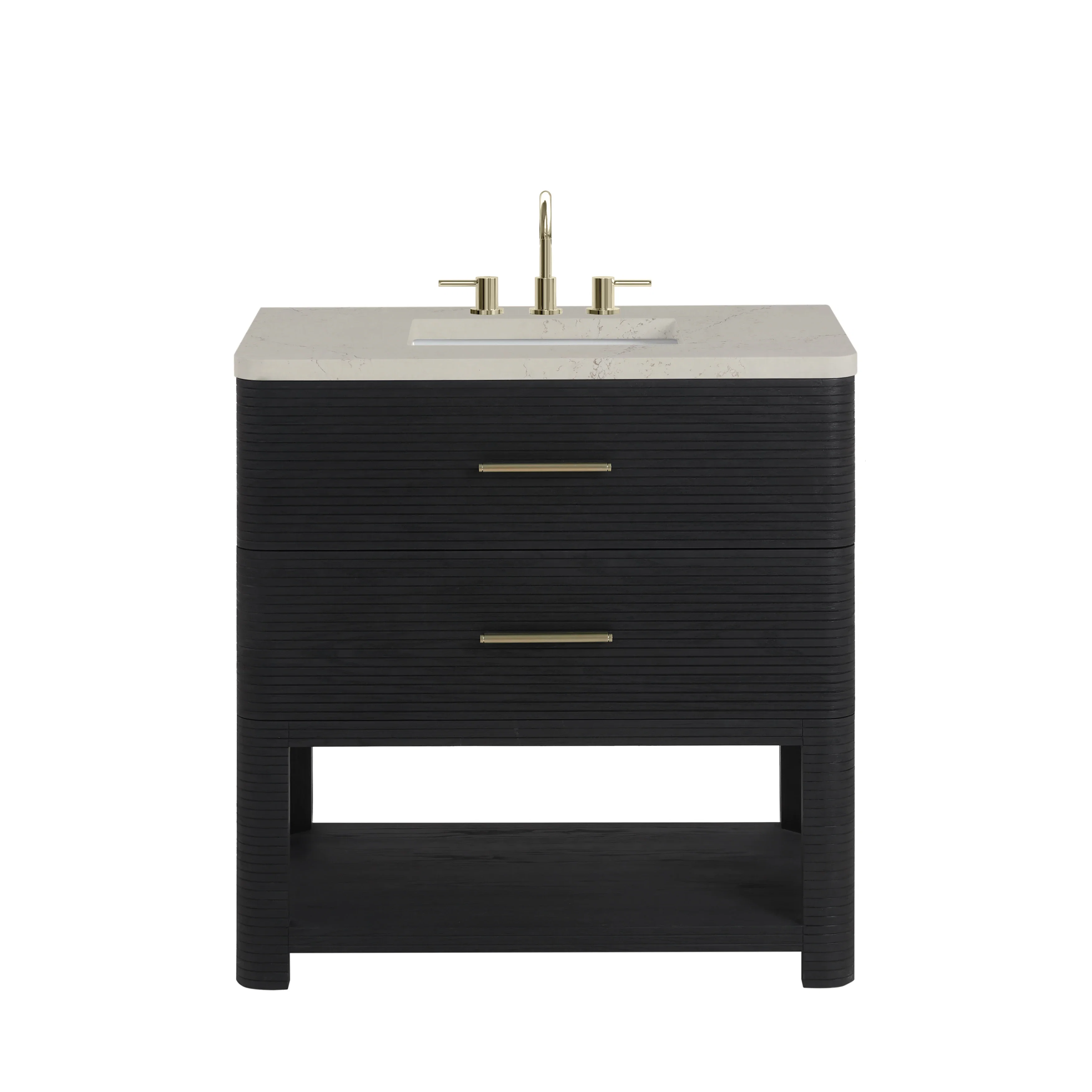 Lucian 36" Single Vanity, Carbon Oak, w/ 3 CM Siberian Silestone Widespread Top