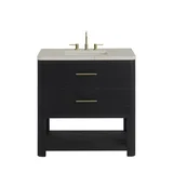 Lucian 36" Single Vanity, Carbon Oak, w/ 3 CM Siberian Silestone Widespread Top