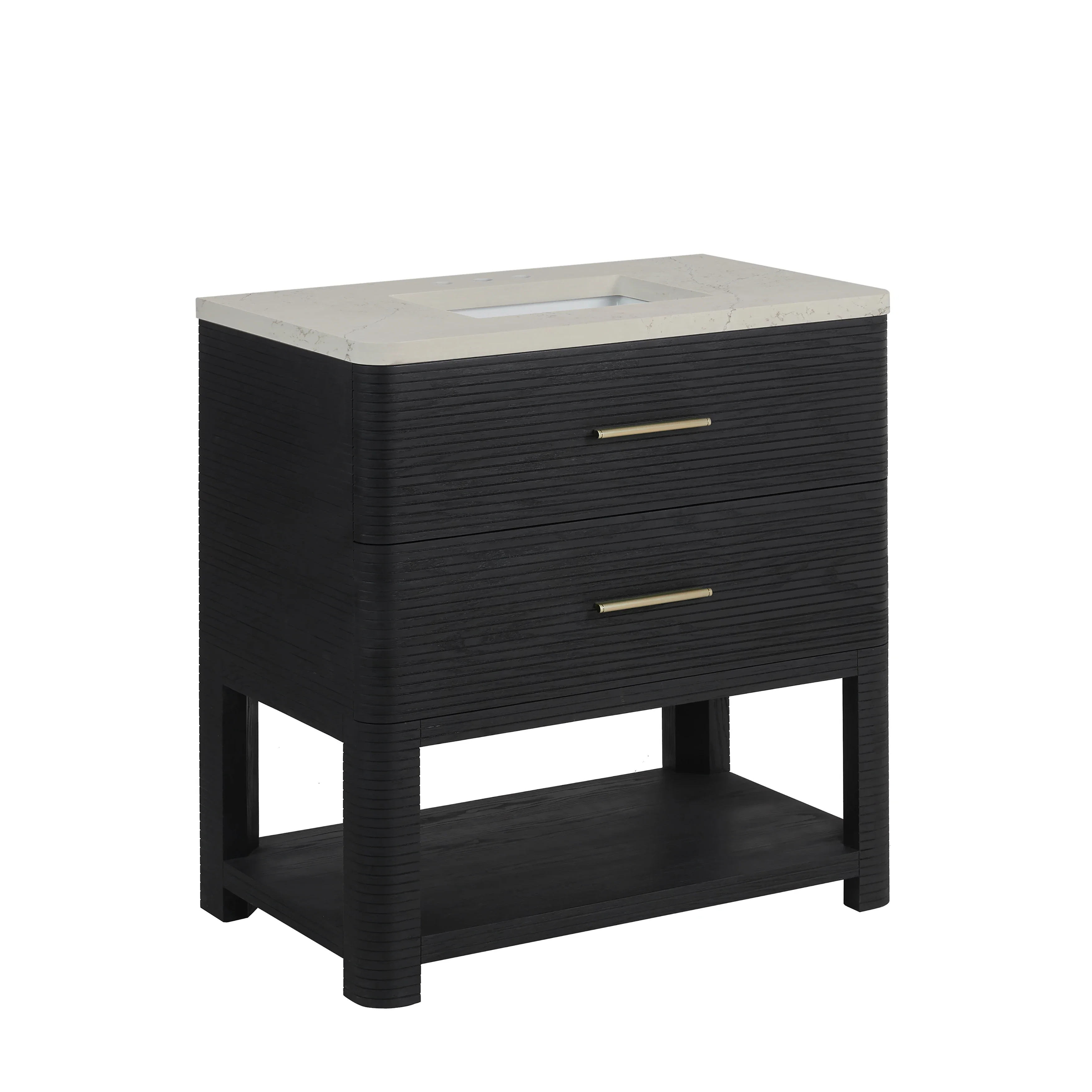 Lucian 36" Single Vanity, Carbon Oak, w/ 3 CM Siberian Silestone Widespread Top