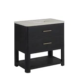 Lucian 36" Single Vanity, Carbon Oak, w/ 3 CM Siberian Silestone Widespread Top