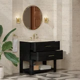 Lucian 36" Single Vanity, Carbon Oak, w/ 3 CM Tajnar Eclos Widespread Top