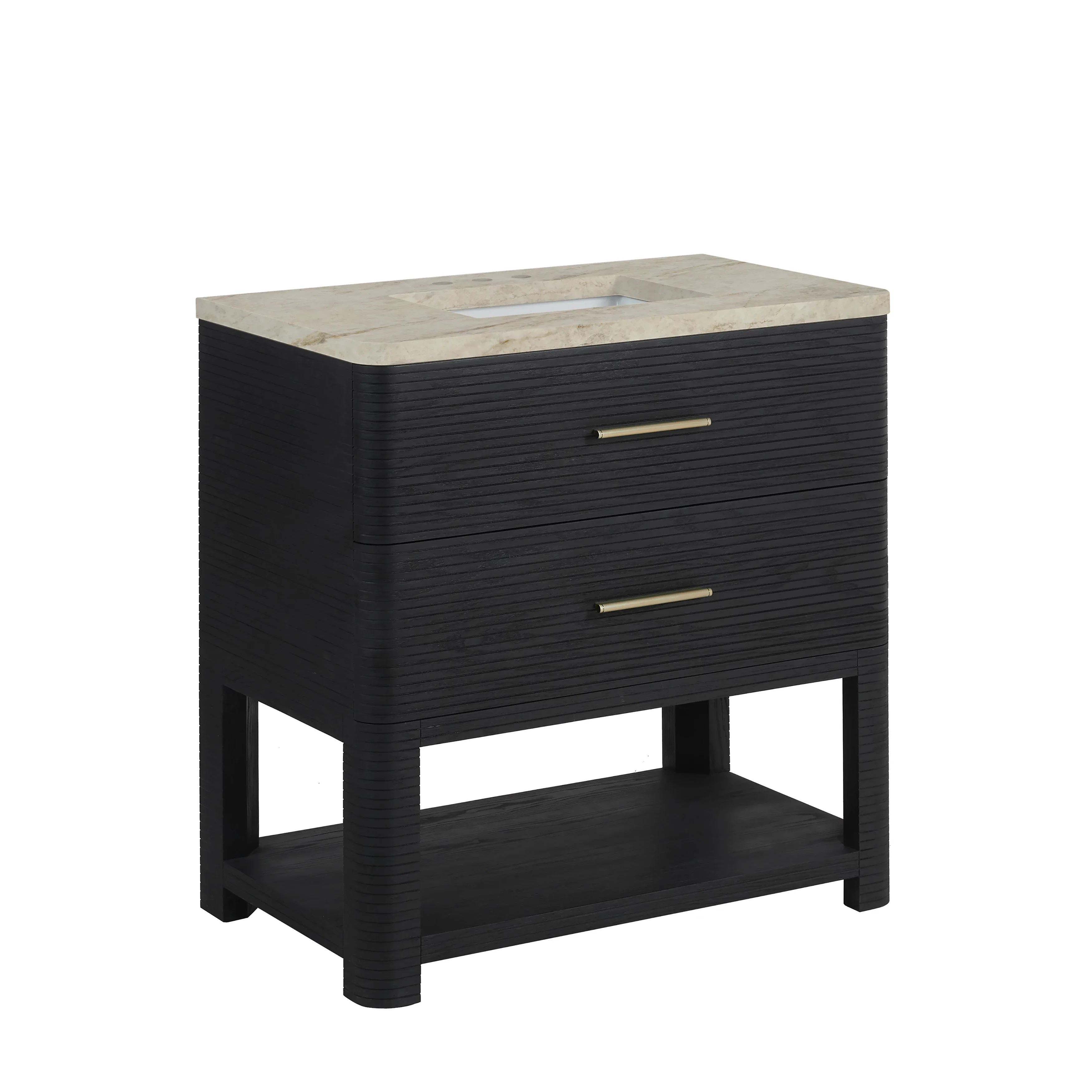 Lucian 36" Single Vanity, Carbon Oak, w/ 3 CM Tajnar Eclos Widespread Top