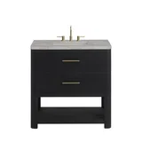 Lucian 36" Single Vanity, Carbon Oak w/ 3 CM Victorian Silver Silestone Widespread Top