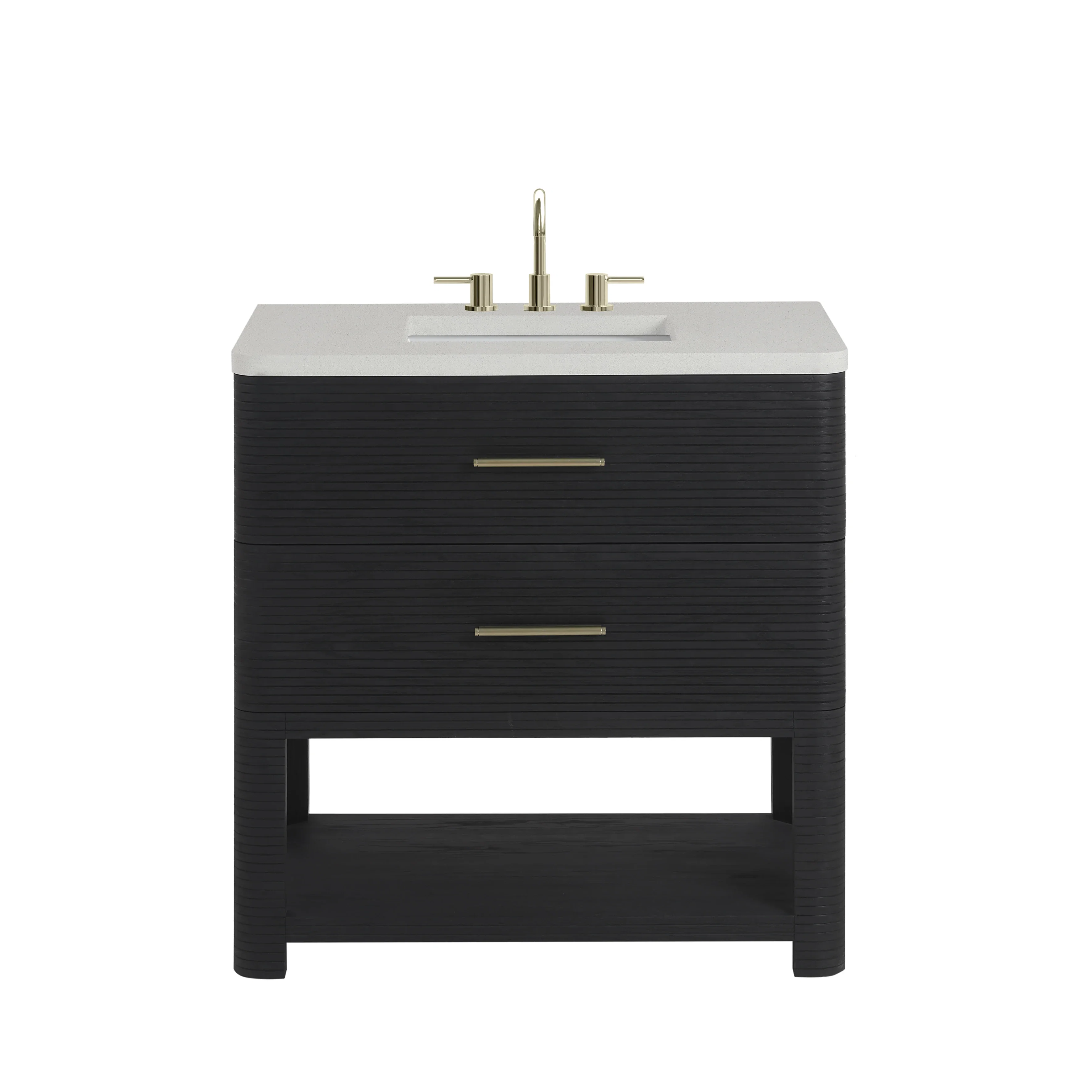 Lucian 36" Single Vanity, Carbon Oak w/ 3 CM White Zeus Silestone Widespread Top