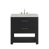 Lucian 36" Single Vanity, Carbon Oak w/ 3 CM White Zeus Silestone Widespread Top