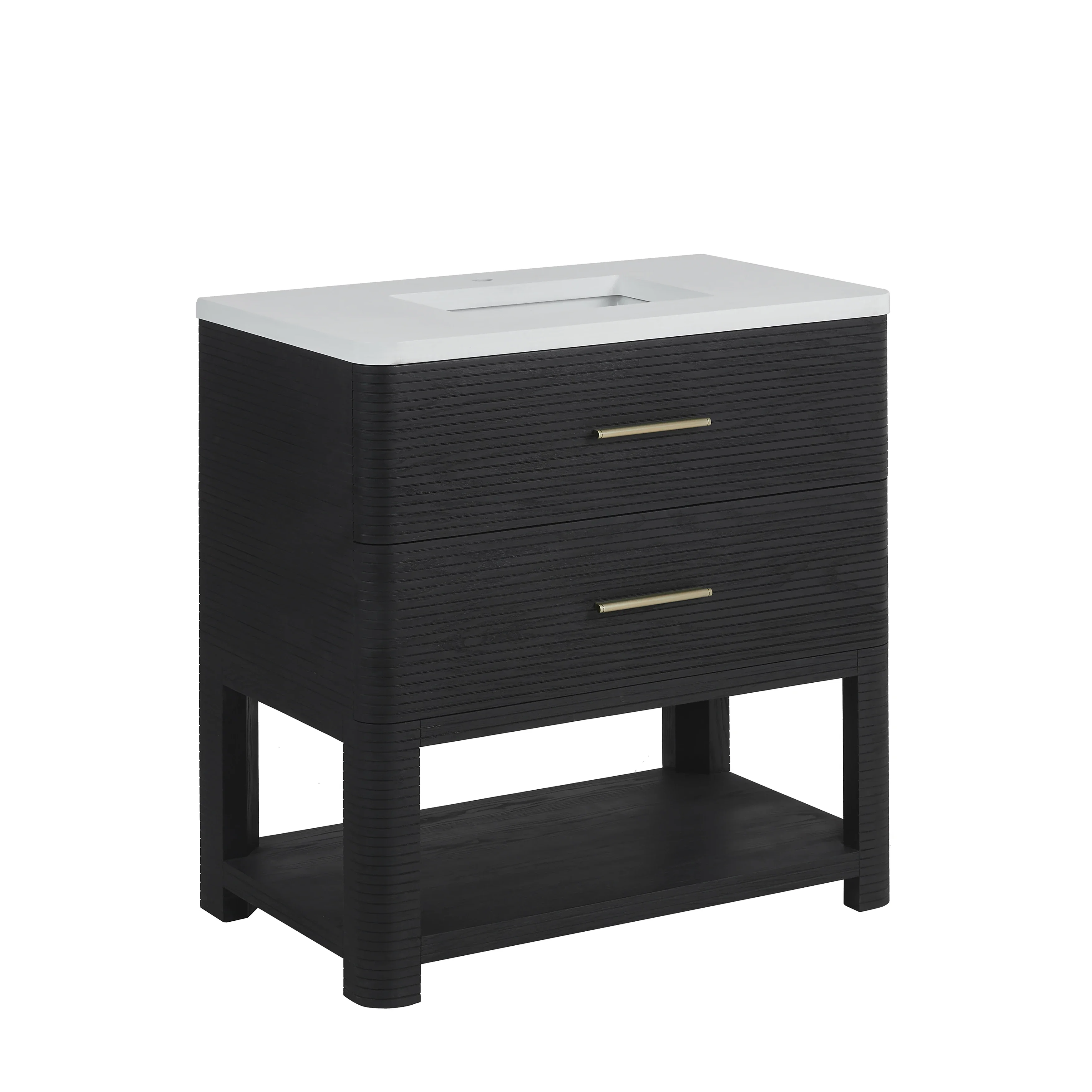 Lucian 36" Single Vanity, Carbon Oak w/ 3 CM White Zeus Silestone Widespread Top