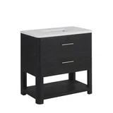 Lucian 36" Single Vanity, Carbon Oak w/ 3 CM White Zeus Silestone Widespread Top