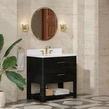 Lucian 36" Single Vanity, Carbon Oak w/ 3 CM White Zeus Silestone Widespread Top