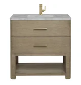 Lucian 36" Single Vanity, Pebble Oak w/ 3 CM Victorian Silver Silestone Top