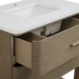 Lucian 36" Single Vanity, Pebble Oak w/ 3 CM White Zeus Silestone Top