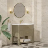 Lucian 36" Single Vanity, Pebble Oak w/ 3 CM White Zeus Silestone Top