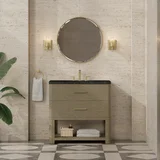 Lucian 36" Single Vanity, Pebble Oak, w/ 3 CM Phantome Eclos Widespread Top