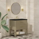 Lucian 36" Single Vanity, Pebble Oak, w/ 3 CM Phantome Eclos Widespread Top