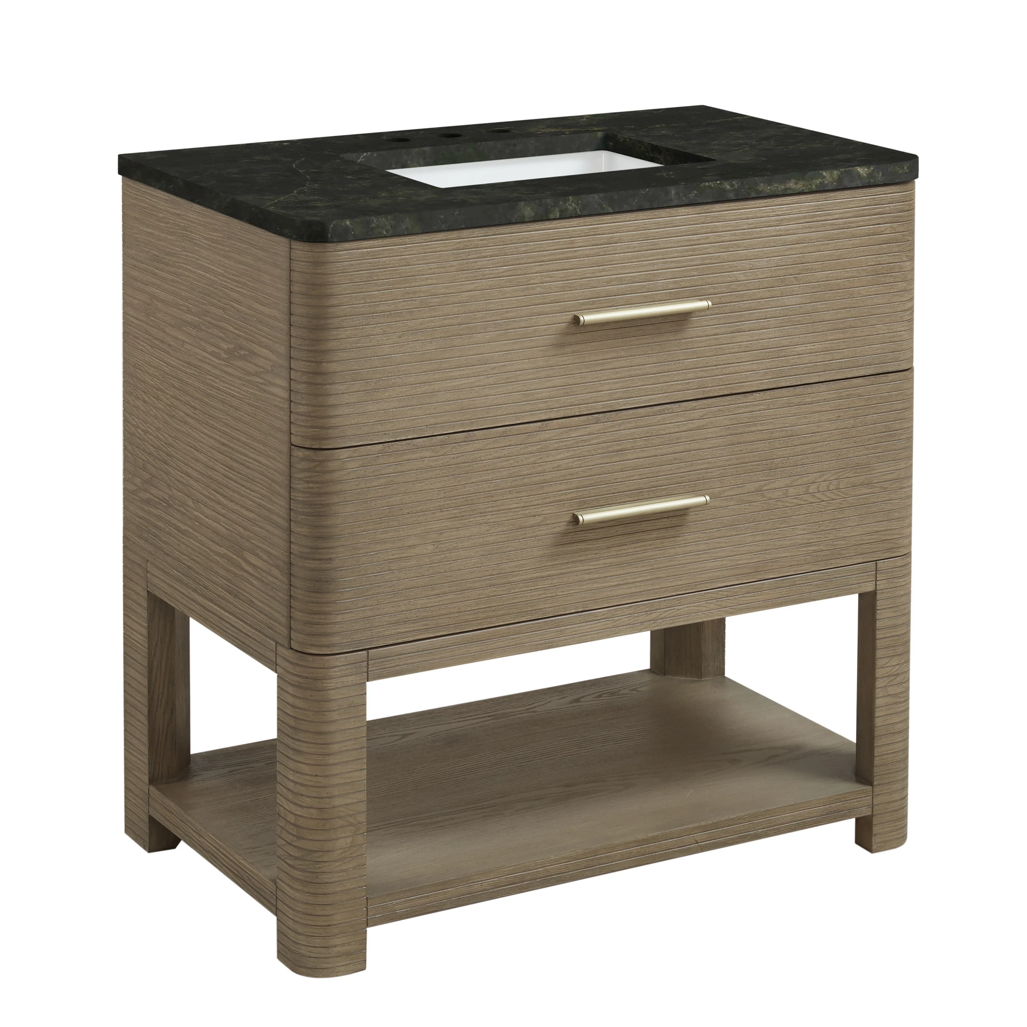 Lucian 36" Single Vanity, Pebble Oak, w/ 3 CM Phantome Eclos Widespread Top