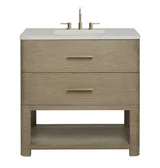 Lucian 36" Single Vanity, Pebble Oak, w/ 3 CM Siberian Silestone Widespread Top