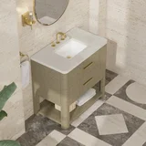 Lucian 36" Single Vanity, Pebble Oak, w/ 3 CM Siberian Silestone Widespread Top