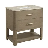 Lucian 36" Single Vanity, Pebble Oak, w/ 3 CM Tajnar Eclos Widespread Top
