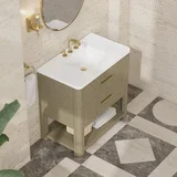 Lucian 36" Single Vanity, Pebble Oak w/ 3 CM White Zeus Silestone Widespread Top
